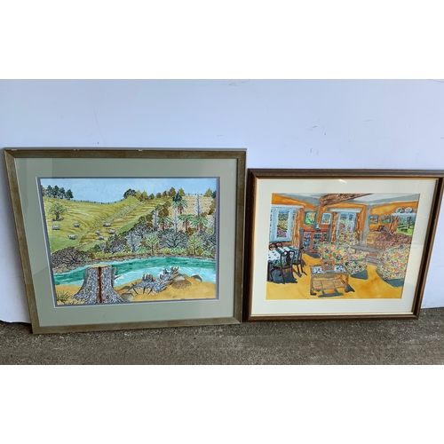 525 - 2x Framed Paintings - Christopher Waddington