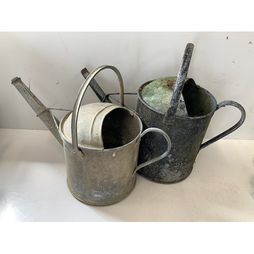 36 - 2x Galvanised Watering Cans