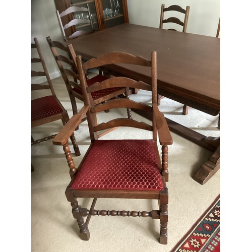 167 - Oak Drawer Leaf Table and 6x Chairs