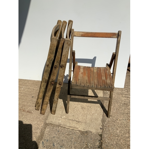 797 - 4x Vintage Wooden Folding Chairs