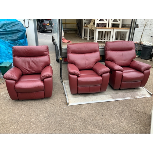 157 - 3x Reclining Armchairs - One Electric