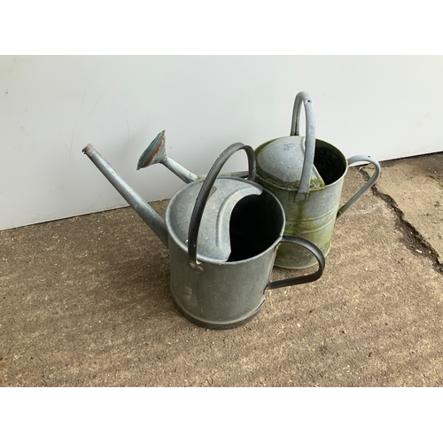 42 - 2x Galvanised Watering Cans