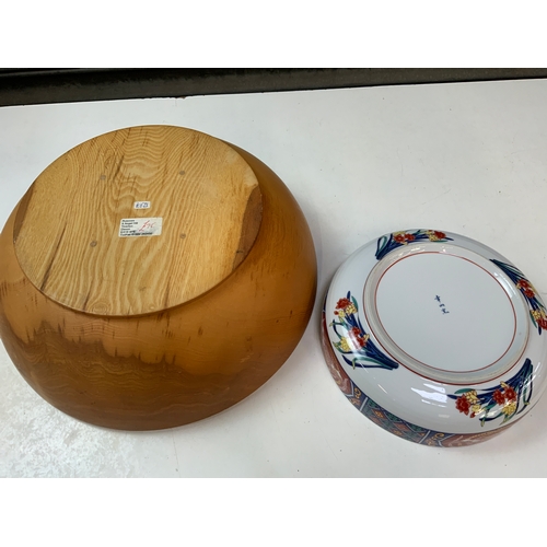 237 - Carved Wooden Bowl and Chinese Bowl