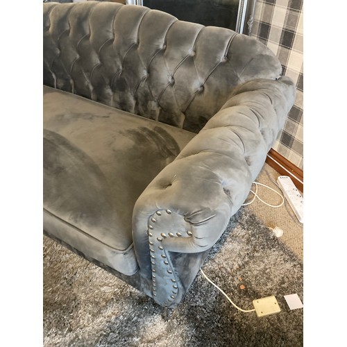 200B - Modern Grey Upholstered Button Back Chesterfield Sofa