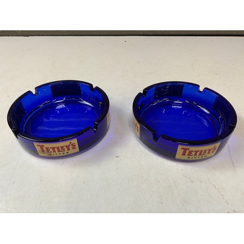 147 - 2x Tetley Bitter Glass Ashtrays