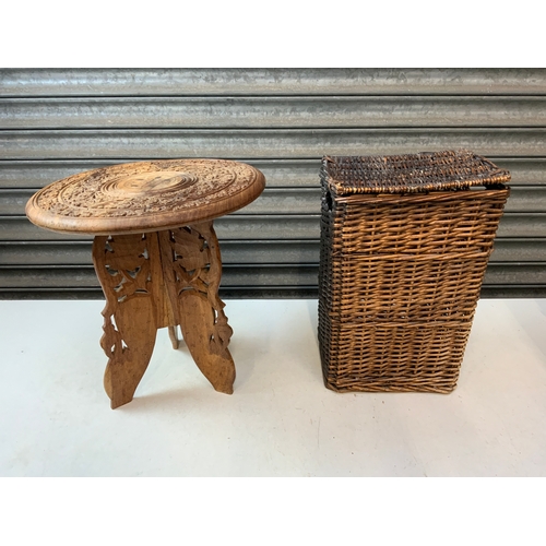 549 - Small Carved Table and Basket