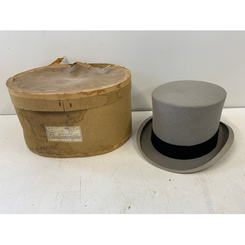 142 - Vintage Hat Box and Top Hat