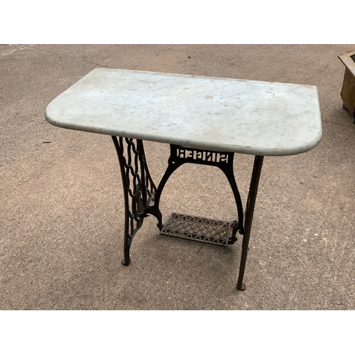 59 - Singer Sewing Machine Table with Marble Top