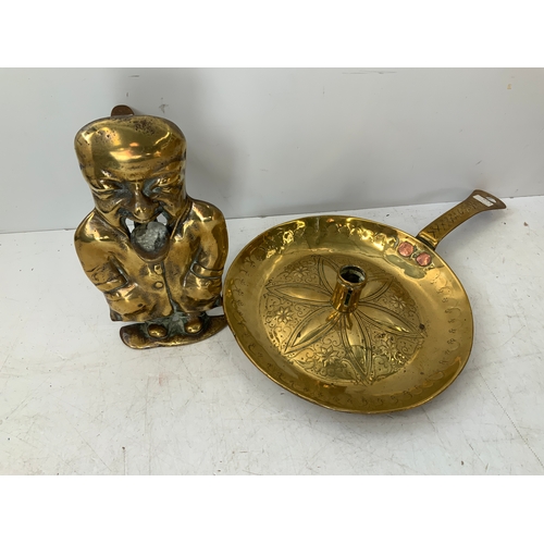 288 - Brass Candlestick and Nut Cracker