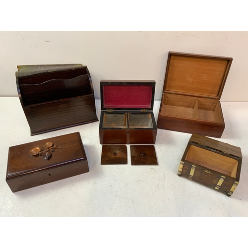 536 - Various Wooden Boxes, Tea Caddy and Desk Tidy etc