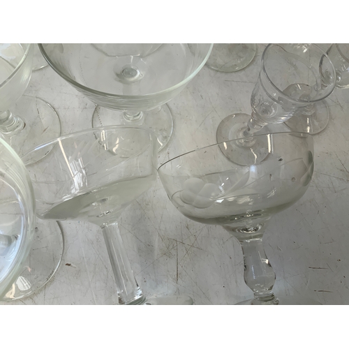 298 - Etched Glass Champagne Coupes