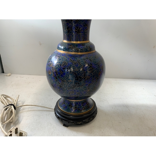 423 - Decorative Cloisonné Table Lamp with Silk Shade