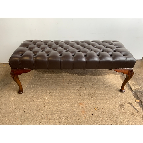 992 - Leather Button Topped Footstool