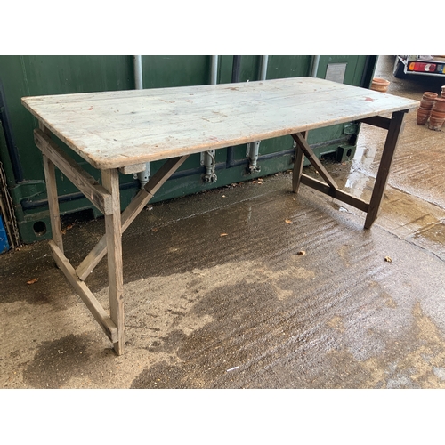 887 - Vintage Folding Trestle Table