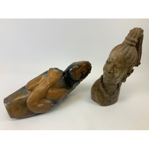 5 - 2x Carved Stone Figures