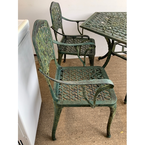 65 - Good Quality Garden Table and 6x Chairs - One Chair Leg Requires Repairing