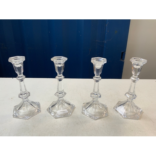 368 - 2x Pairs of Glass Candlesticks