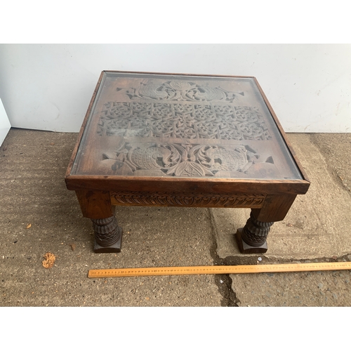 1010 - Carved Hardwood Coffee Table