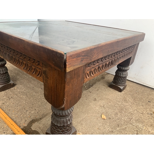 1010 - Carved Hardwood Coffee Table