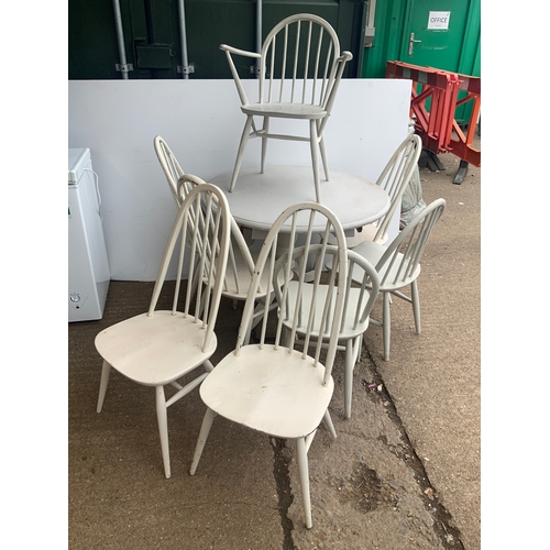 113 - Kitchen Table and Painted Ercol Chairs