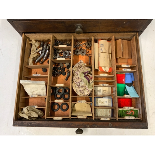 464 - Dewhurst Vintage Sewing Box and Contents - Sewing Machine Items