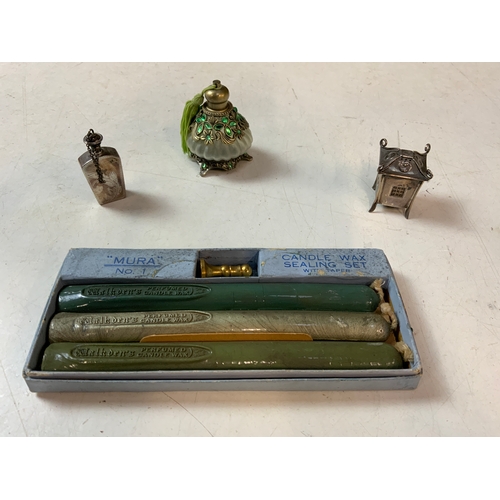 844 - 2x Silver Trinkets and Perfume Bottle etc