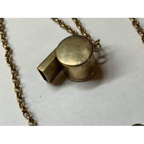 104 - 9ct Gold Necklace with Unmarked Gold Whistle - 8.2g - Buyer to Satisfy Content Prior to Bidding