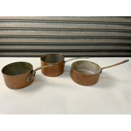 413 - 3x Copper Pans