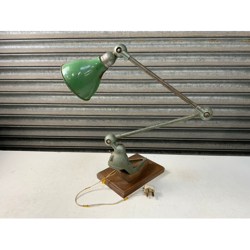 529 - Enamel Shaded Vintage Machine Lamp Remounted as Desk Lamp