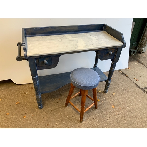 775 - Painted Pine Marble Top Washstand