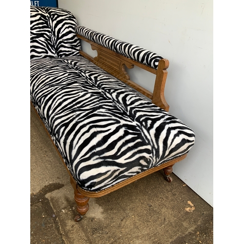 973 - Mahogany Chaise Lounge with Zebra Print Upholstery