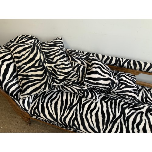 973 - Mahogany Chaise Lounge with Zebra Print Upholstery