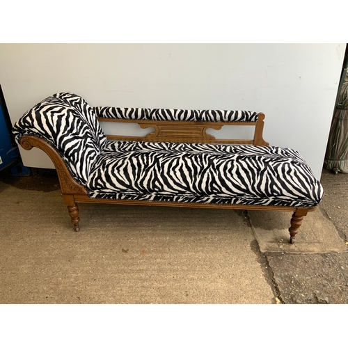 973 - Mahogany Chaise Lounge with Zebra Print Upholstery