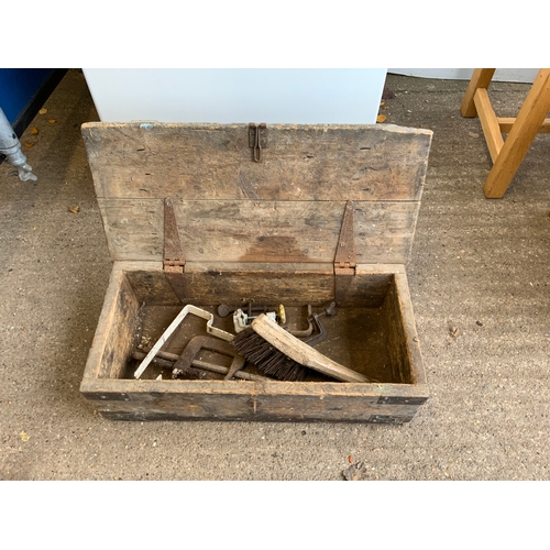 344 - Wooden Toolbox and Contents