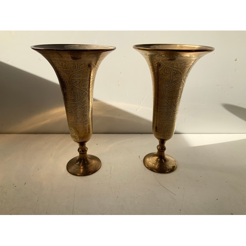 196 - Pair of Brass Vases