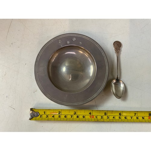 843 - Small Silver Dish and spoon