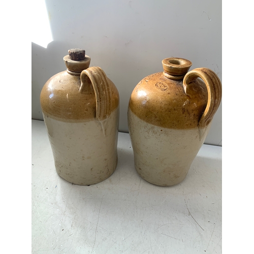 397 - 2x Stoneware Flagons - Barnstaple and Okehampton