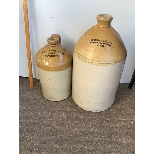 140 - 2x Large Stoneware Flagons