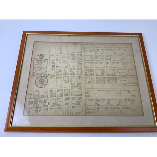 17 - Storyville New Orleans Town Plan 1900-1915 - Marked Redrawn from the Original - Visible Picture 40cm... 