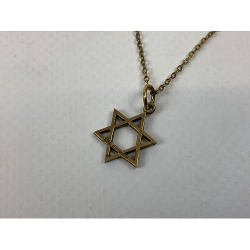 47 - 9ct Gold Necklace with Star of David Pendant - 1.3g