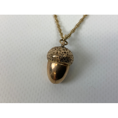 91 - 9ct Gold Necklace with Acorn Pendant - 4.8g