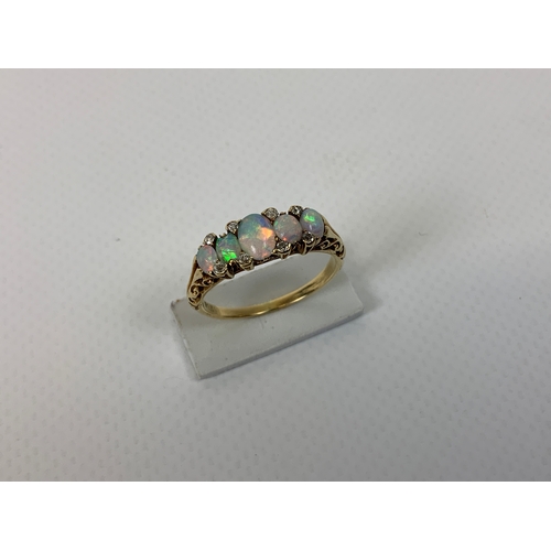 87 - LOT WITHDRAWN - 18ct Gold Opal and Diamond Ring - Size P - 3.3g