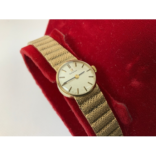 99 - 9ct Gold Ladies Omega Wristwatch with 9ct Gold Strap