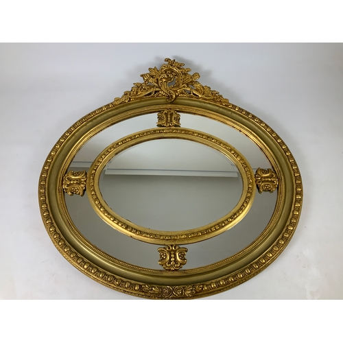 3 - Gilt Framed Oval Mirror - 118cm x 123cm