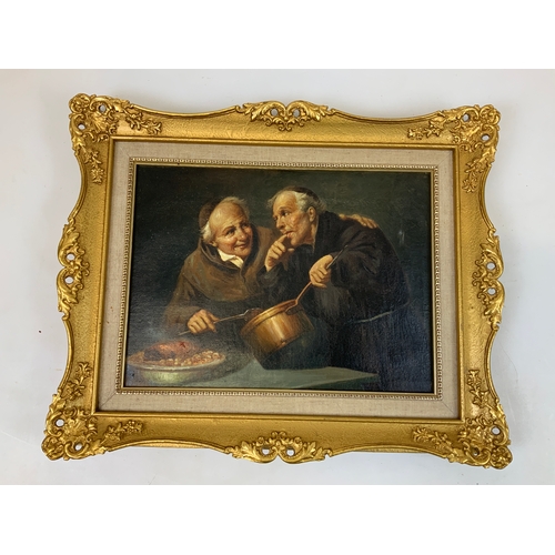 16 - Gilt Framed Oil on Canvas - Indistinct Signature -  Visible Picture 37cm x 27cm