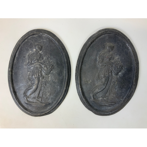 19 - Pair of Lead Relief Plaques - 36cm