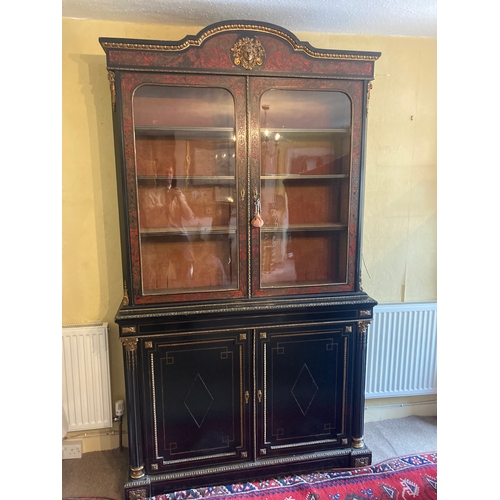 508 - Victorian Gilt Boulle Work Glazed Cabinet