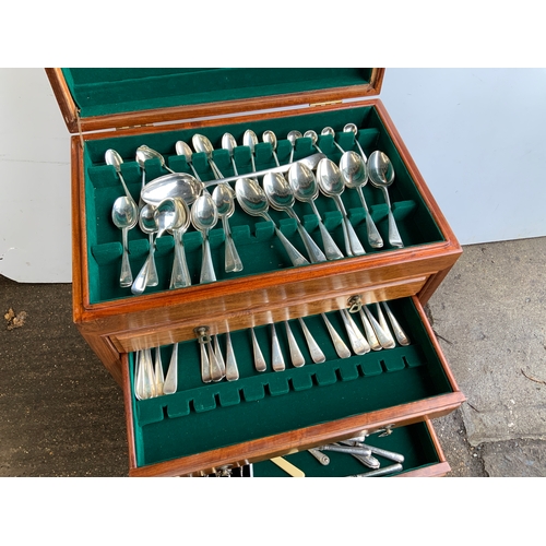 499 - Hardwood Cutlery Cabinet and Contents - Brights of Nettlebed