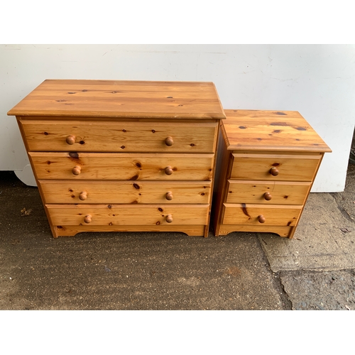 501 - Pine Chest of Drawers and Bedside