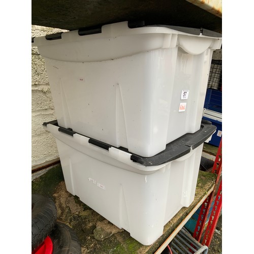 57 - 2x Plastic Storage Boxes